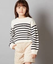 KJFLS60029 a.v.v KIDS(アー・ヴェ・ヴェ) [100-130]ロゴ＆ボーダーニット ネイビー