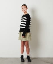 KJFLS61029 a.v.v KIDS(アー・ヴェ・ヴェ) [100-130]ケーブル編みボーダーニット ライトブルー
