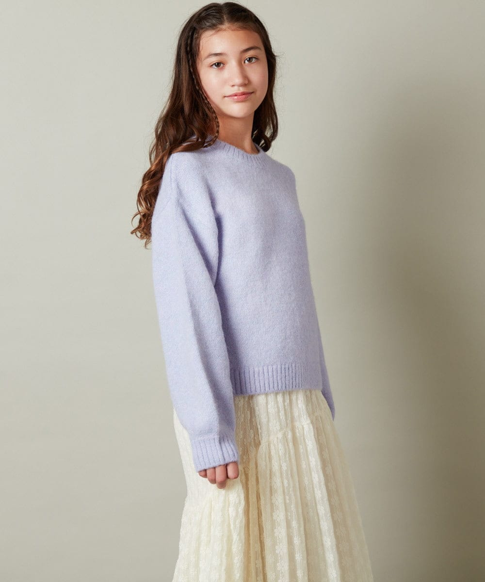 KJFLS63029 a.v.v KIDS(アー・ヴェ・ヴェ) [100-130]ショート丈ふわもちニット ラベンダー
