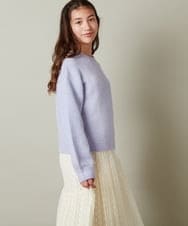 KJFLS63029 a.v.v KIDS(アー・ヴェ・ヴェ) [100-130]ショート丈ふわもちニット ラベンダー