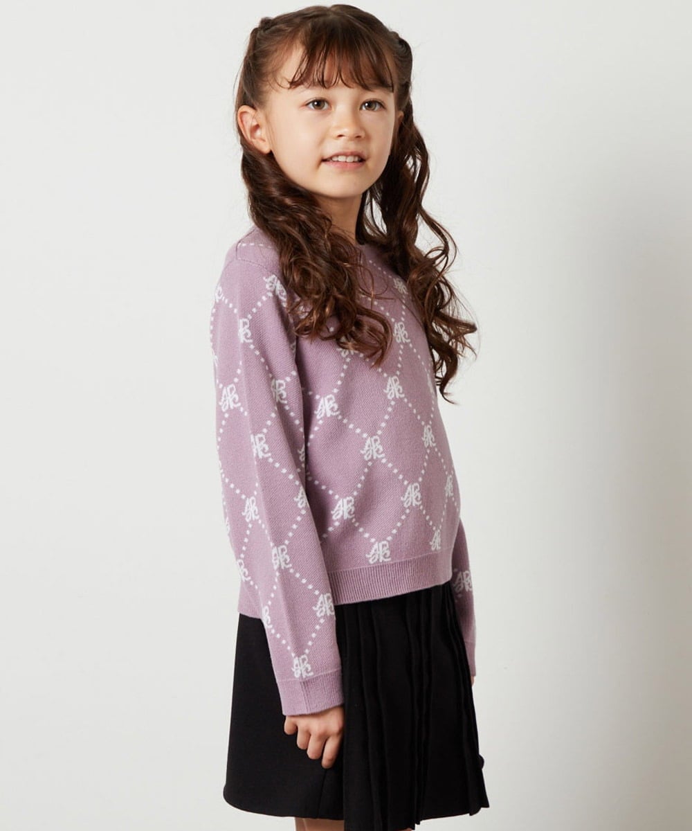 KJFLS64029 a.v.v KIDS(アー・ヴェ・ヴェ) [100-130]モノグラムロゴニット ラベンダー