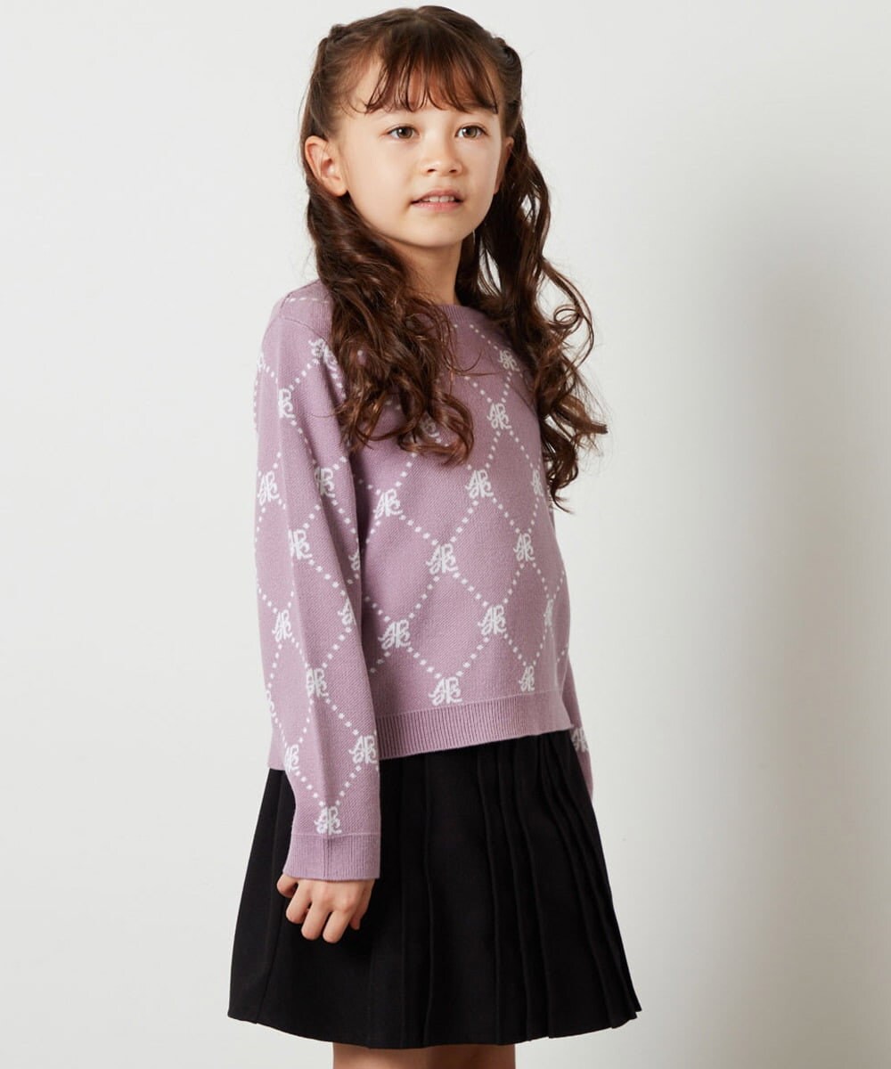 KJFLS64029 a.v.v KIDS(アー・ヴェ・ヴェ) [100-130]モノグラムロゴニット ラベンダー