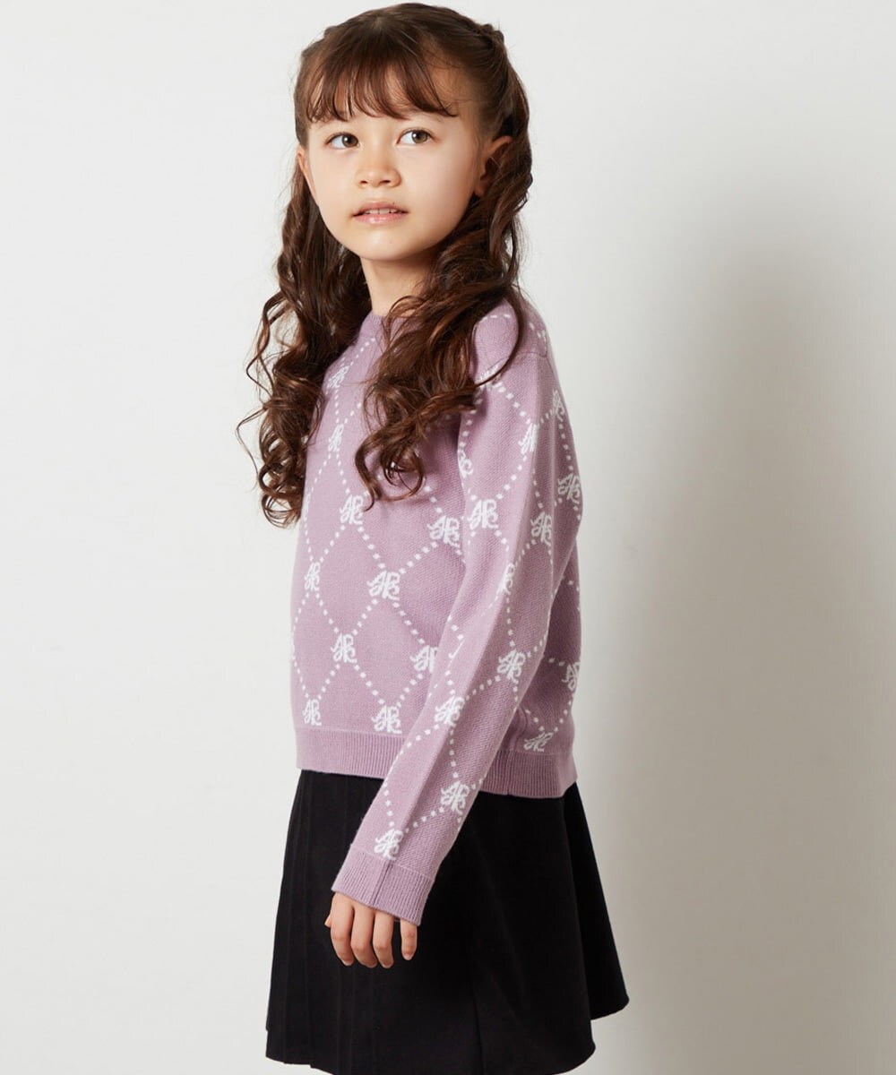 KJFLS64029 a.v.v KIDS(アー・ヴェ・ヴェ) [100-130]モノグラムロゴニット ラベンダー