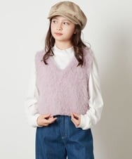 KJFLS70039 a.v.v KIDS(アー・ヴェ・ヴェ) [150-160]【2点セット】シャギーニットベストセット ピンク
