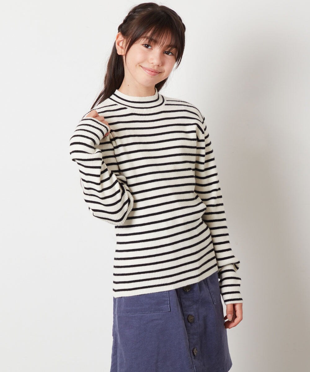 KJFLW62024 a.v.v KIDS(アー・ヴェ・ヴェ) [140-150]ハイネックリブニット ライトグレー