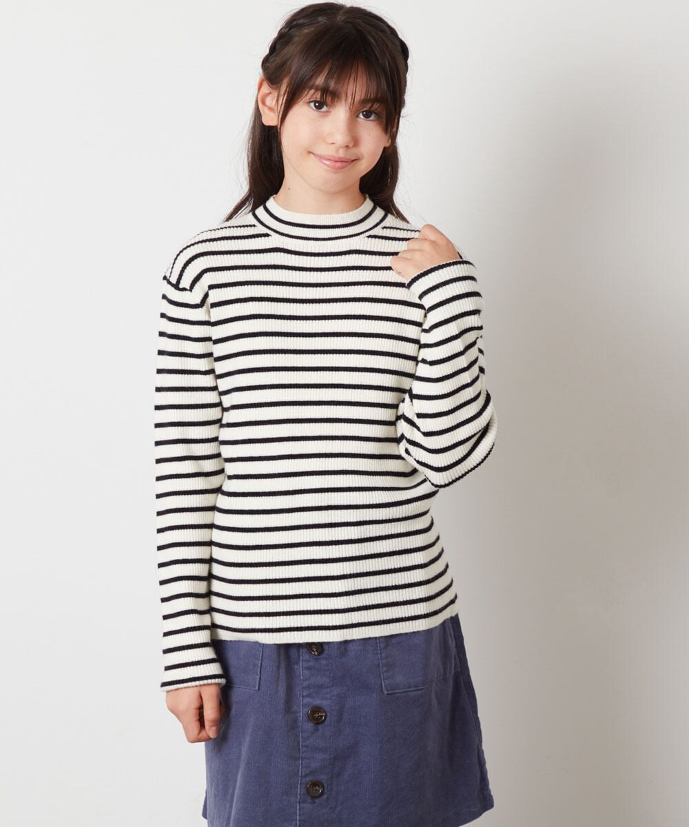 KJFLW62024 a.v.v KIDS(アー・ヴェ・ヴェ) [140-150]ハイネックリブニット ライトグレー