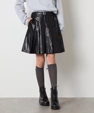 KJHAD30039 a.v.v KIDS(アー・ヴェ・ヴェ) [120-160]フェイクレザープリーツスカート ブラック