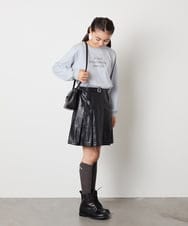 KJHAD30039 a.v.v KIDS(アー・ヴェ・ヴェ) [120-160]フェイクレザープリーツスカート ブラック