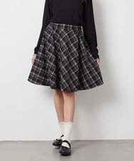 KJHAG02039 a.v.v KIDS(アー・ヴェ・ヴェ) [120-160]【洗える】モノトーンフレアスカート ライトグレー（チェック）