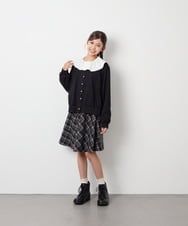 KJHAG02039 a.v.v KIDS(アー・ヴェ・ヴェ) [120-160]【洗える】モノトーンフレアスカート ライトグレー（チェック）