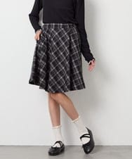 KJHAG02039 a.v.v KIDS(アー・ヴェ・ヴェ) [120-160]【洗える】モノトーンフレアスカート ライトグレー（チェック）