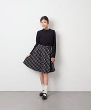 KJHAG02039 a.v.v KIDS(アー・ヴェ・ヴェ) [120-160]【洗える】モノトーンフレアスカート ライトグレー（チェック）
