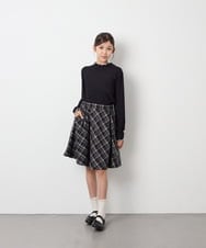 KJHAG02039 a.v.v KIDS(アー・ヴェ・ヴェ) [120-160]【洗える】モノトーンフレアスカート ライトグレー（チェック）
