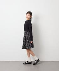 KJHAG02039 a.v.v KIDS(アー・ヴェ・ヴェ) [120-160]【洗える】モノトーンフレアスカート ライトグレー（チェック）