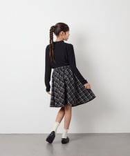 KJHAG02039 a.v.v KIDS(アー・ヴェ・ヴェ) [120-160]【洗える】モノトーンフレアスカート ライトグレー（チェック）