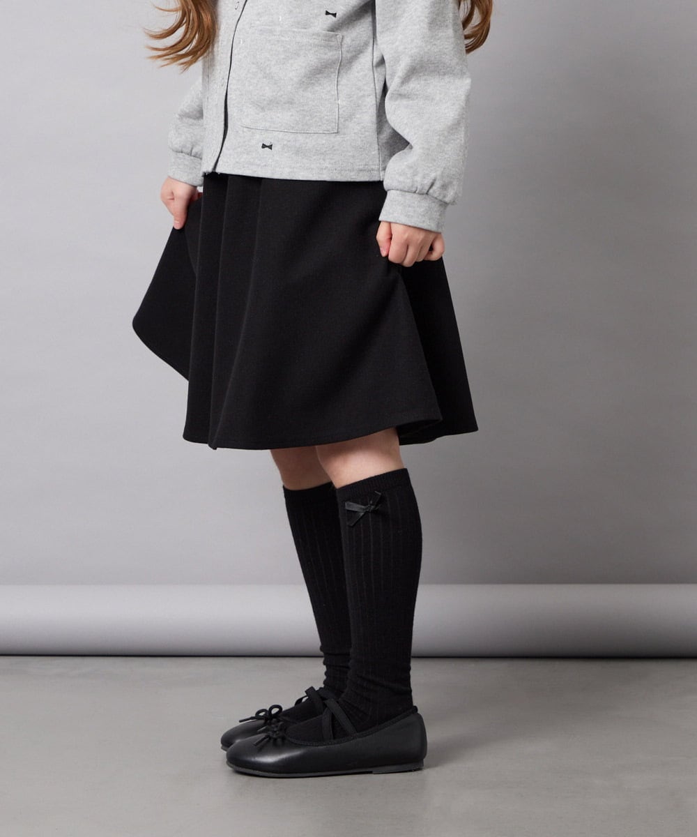KJHAG02039 a.v.v KIDS(アー・ヴェ・ヴェ) [120-160]【洗える】モノトーンフレアスカート ブラック