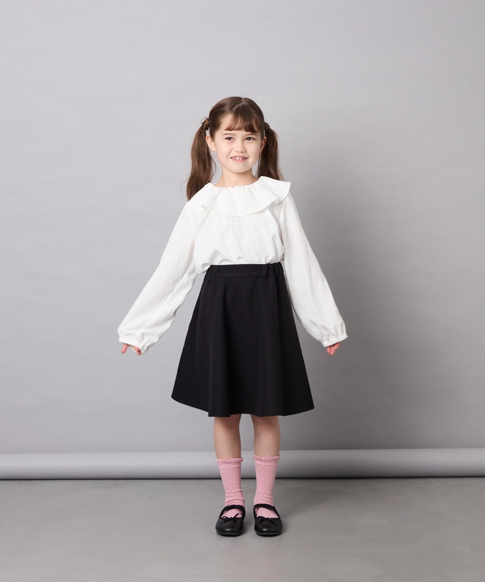KJHAG02039 a.v.v KIDS(アー・ヴェ・ヴェ) [120-160]【洗える】モノトーンフレアスカート ブラック