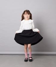 KJHAG02039 a.v.v KIDS(アー・ヴェ・ヴェ) [120-160]【洗える】モノトーンフレアスカート ブラック