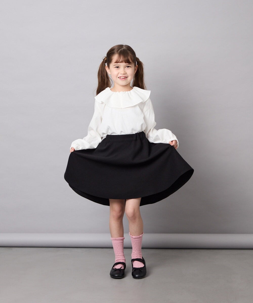 KJHAG02039 a.v.v KIDS(アー・ヴェ・ヴェ) [120-160]【洗える】モノトーンフレアスカート ブラック