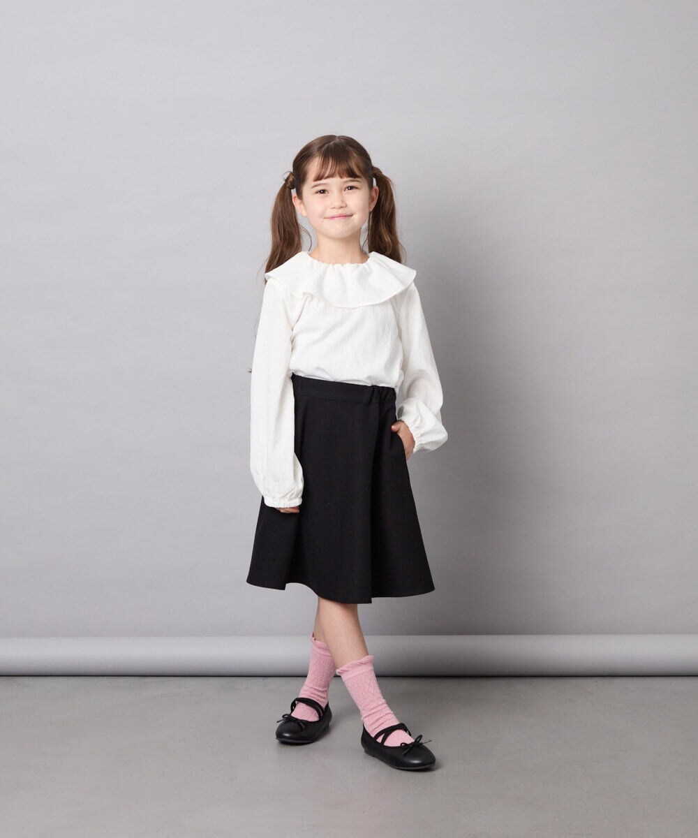 KJHAG02039 a.v.v KIDS(アー・ヴェ・ヴェ) [120-160]【洗える】モノトーンフレアスカート ブラック