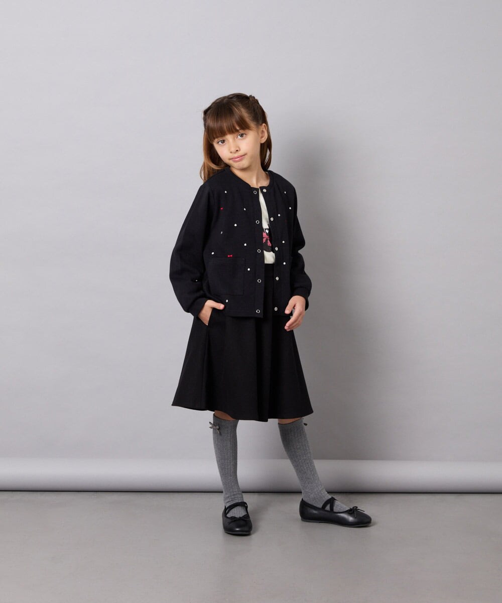 KJHAG02039 a.v.v KIDS(アー・ヴェ・ヴェ) [120-160]【洗える】モノトーンフレアスカート ブラック