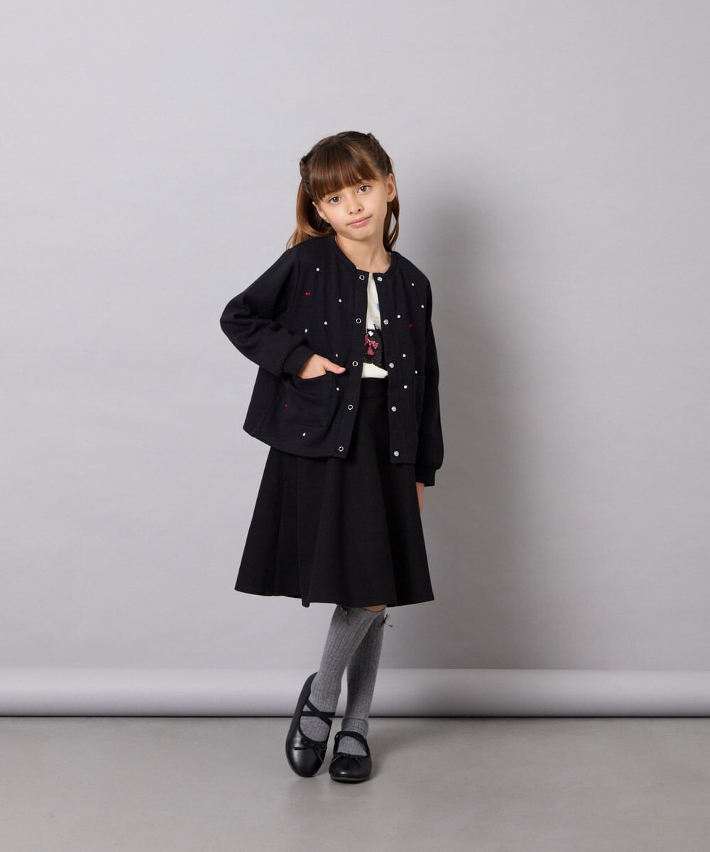 KJHAG02039 a.v.v KIDS(アー・ヴェ・ヴェ) [120-160]【洗える】モノトーンフレアスカート ブラック