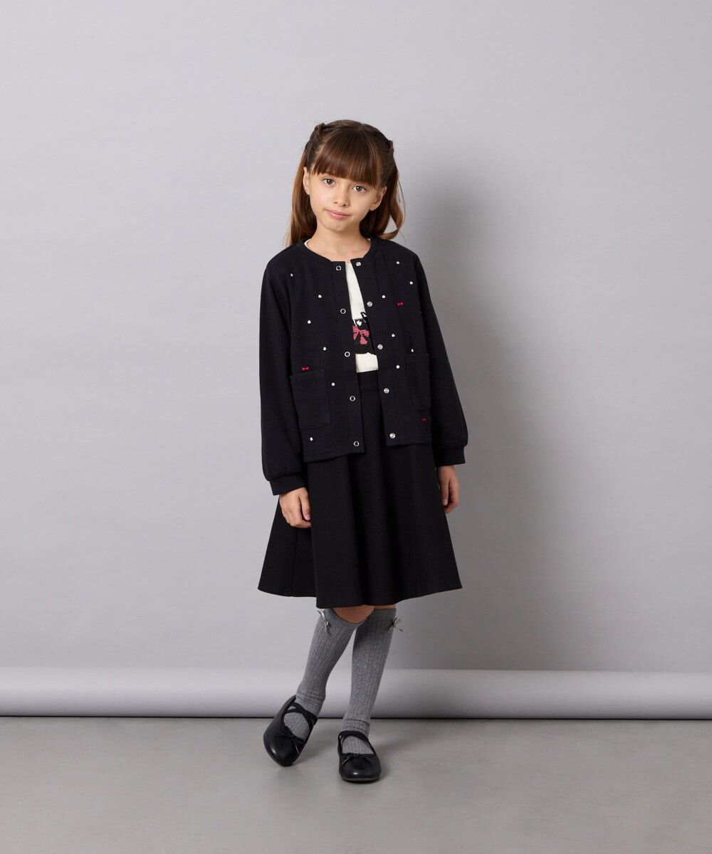 KJHAG02039 a.v.v KIDS(アー・ヴェ・ヴェ) [120-160]【洗える】モノトーンフレアスカート ブラック