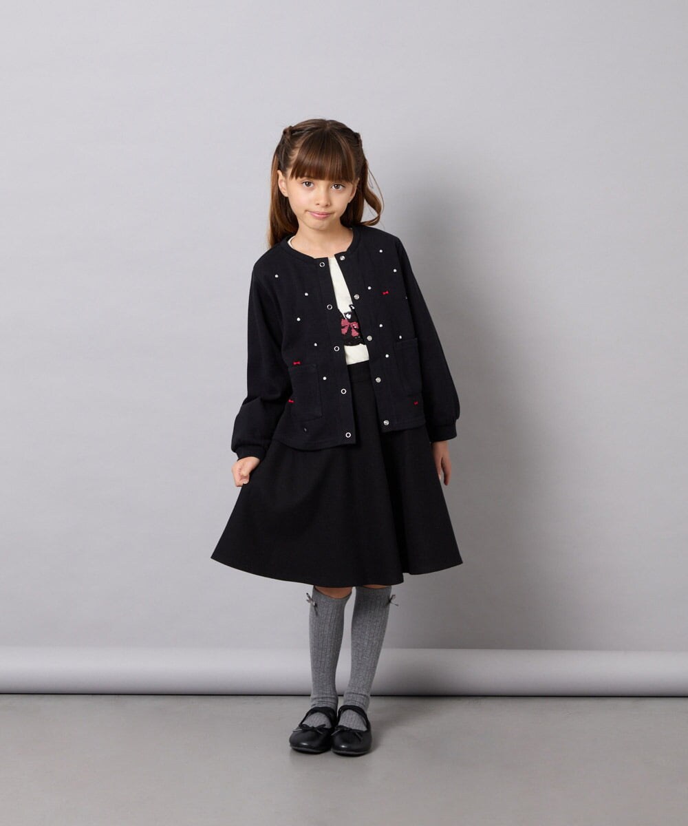KJHAG02039 a.v.v KIDS(アー・ヴェ・ヴェ) [120-160]【洗える】モノトーンフレアスカート ブラック