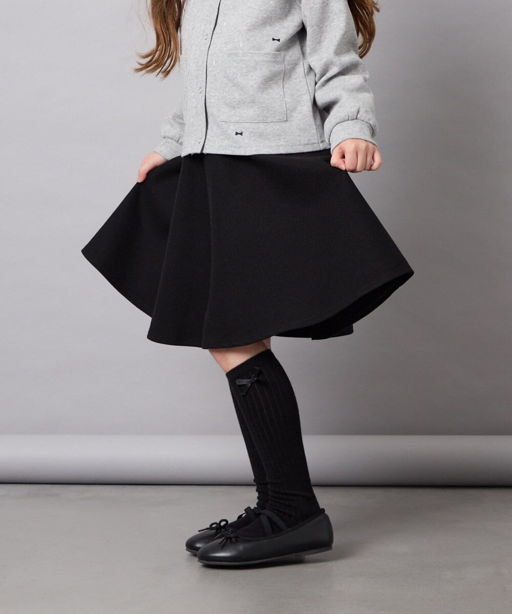 KJHAG02039 a.v.v KIDS(アー・ヴェ・ヴェ) [120-160]【洗える】モノトーンフレアスカート ブラック