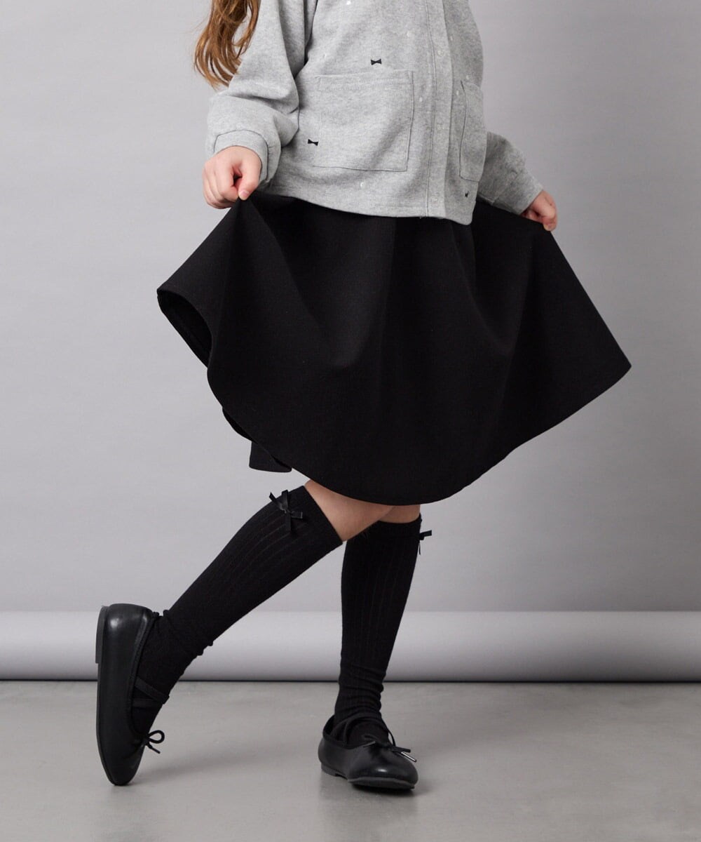 KJHAG02039 a.v.v KIDS(アー・ヴェ・ヴェ) [120-160]【洗える】モノトーンフレアスカート ブラック
