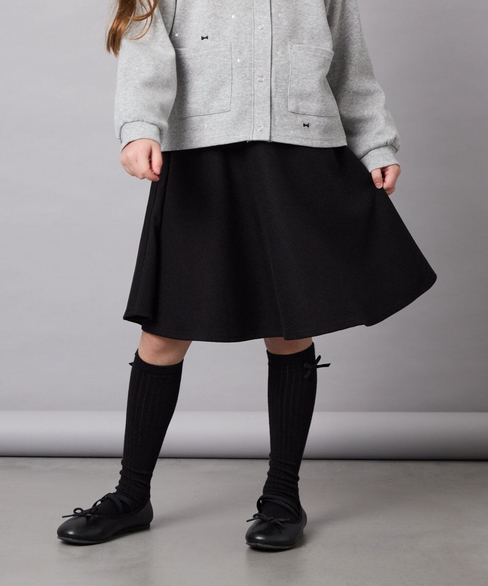 KJHAG02039 a.v.v KIDS(アー・ヴェ・ヴェ) [120-160]【洗える】モノトーンフレアスカート ブラック
