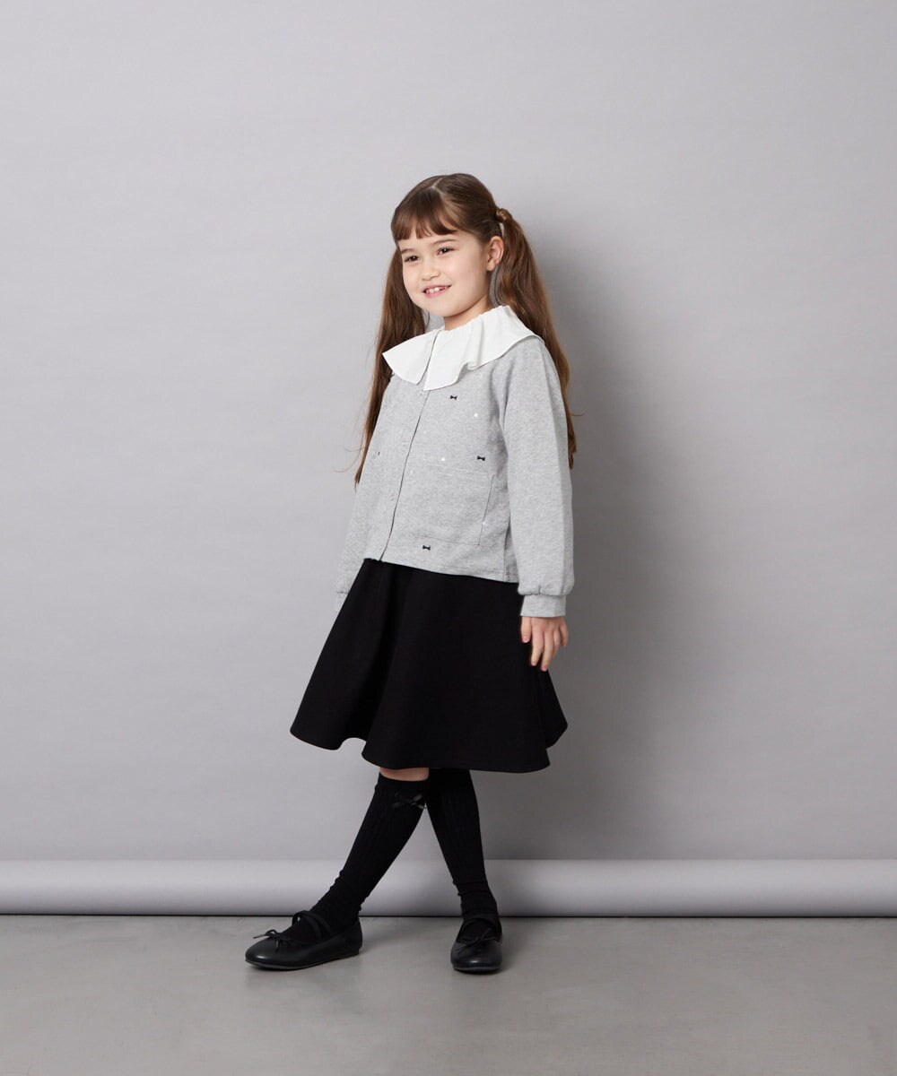 KJHAG02039 a.v.v KIDS(アー・ヴェ・ヴェ) [120-160]【洗える】モノトーンフレアスカート ブラック