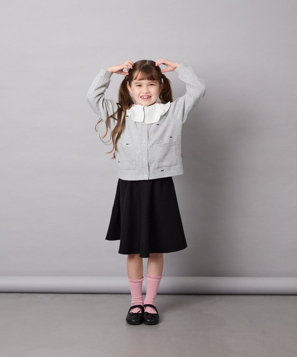 KJHAG02039 a.v.v KIDS(アー・ヴェ・ヴェ) [120-160]【洗える】モノトーンフレアスカート ブラック