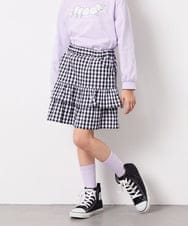 KJHED80039 a.v.v KIDS(アー・ヴェ・ヴェ) [110-150]ギンガムフリルスカート ブラック