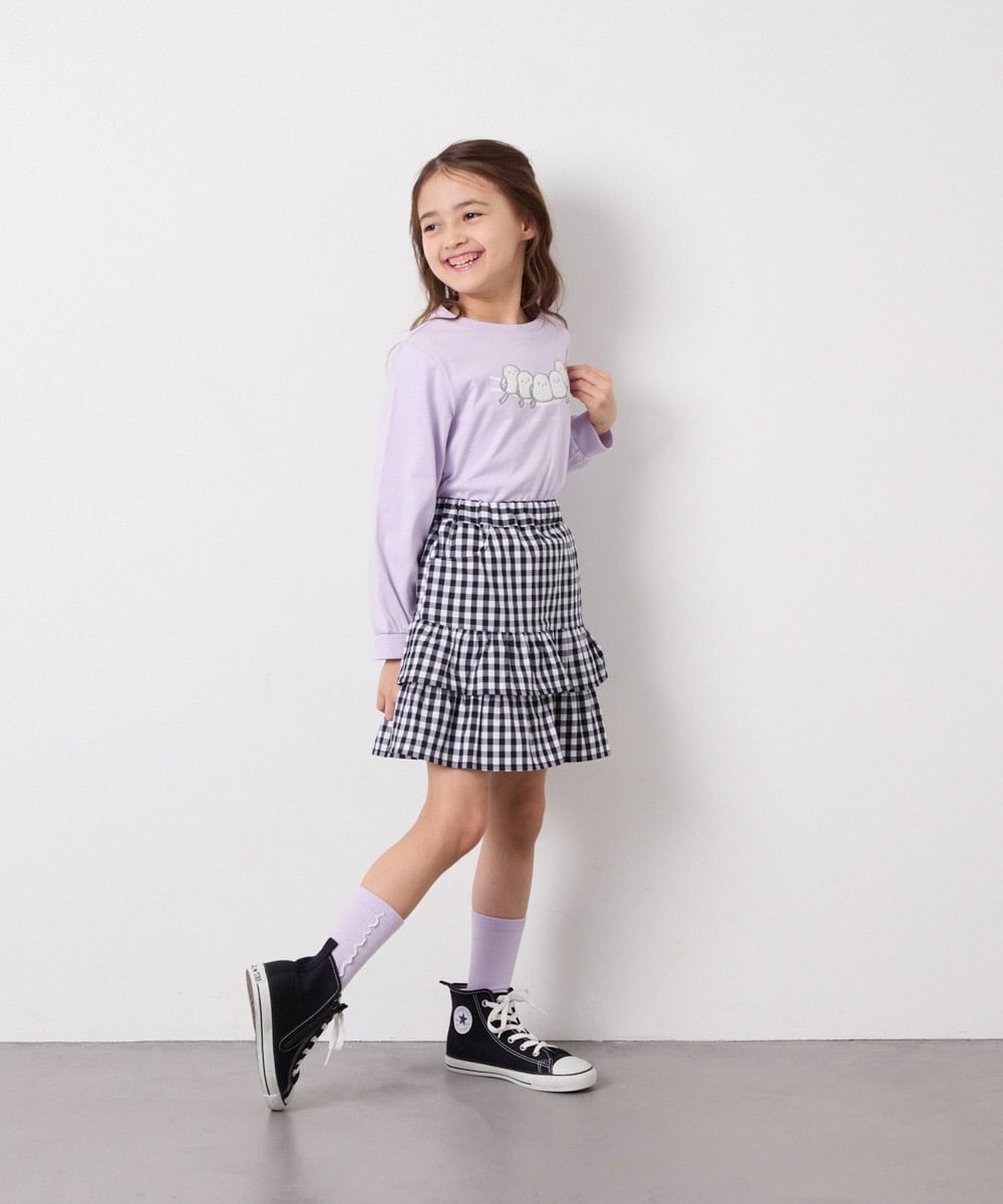 KJHED80039 a.v.v KIDS(アー・ヴェ・ヴェ) [110-150]ギンガムフリルスカート ブラック