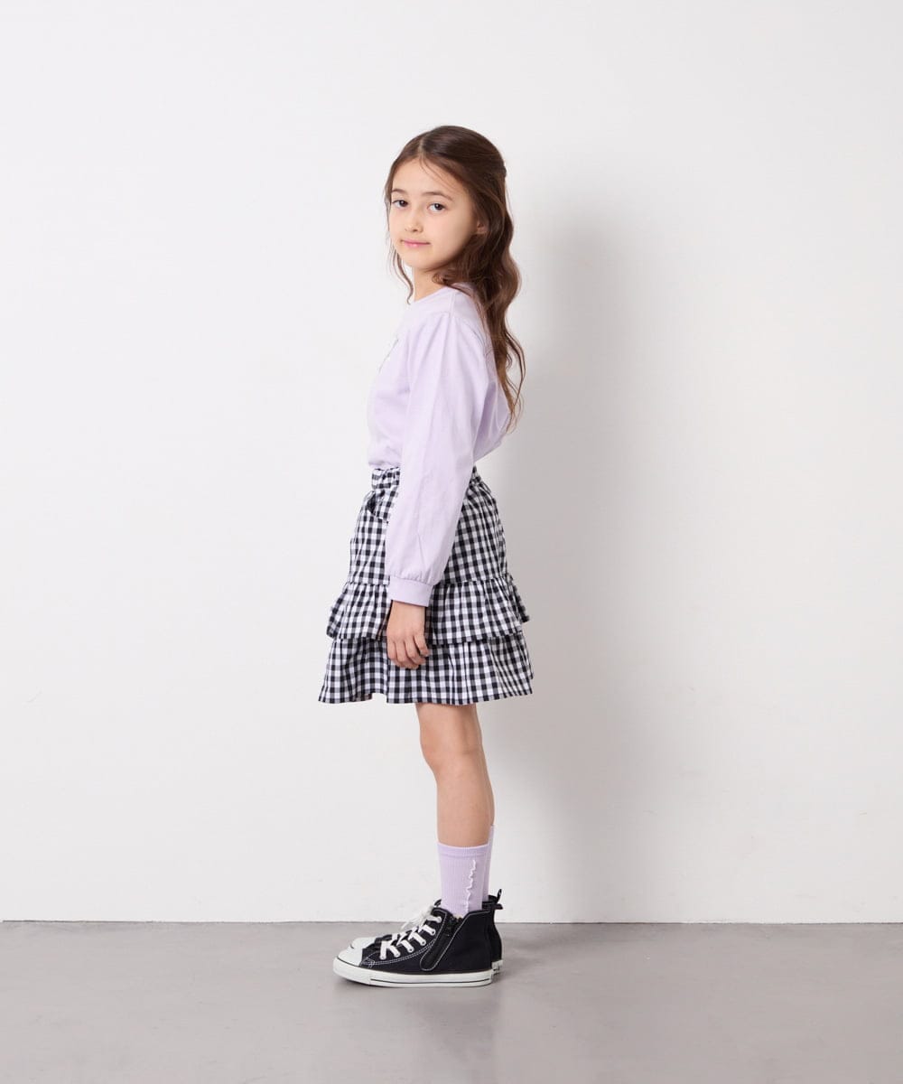 KJHED80039 a.v.v KIDS(アー・ヴェ・ヴェ) [110-150]ギンガムフリルスカート ブラック