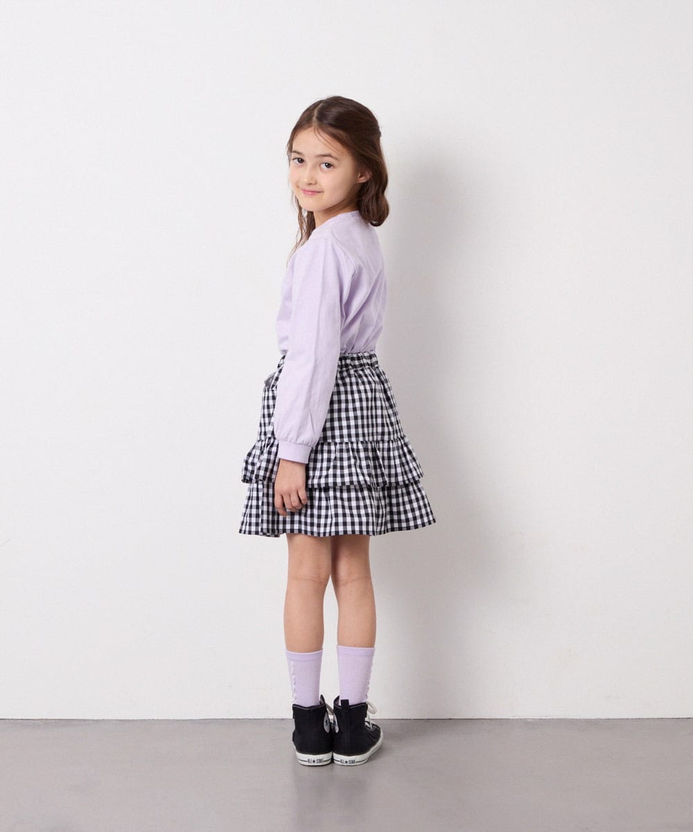 KJHED80039 a.v.v KIDS(アー・ヴェ・ヴェ) [110-150]ギンガムフリルスカート ブラック