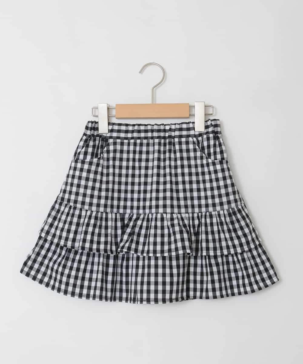 KJHED80039 a.v.v KIDS(アー・ヴェ・ヴェ) [110-150]ギンガムフリルスカート ブラック