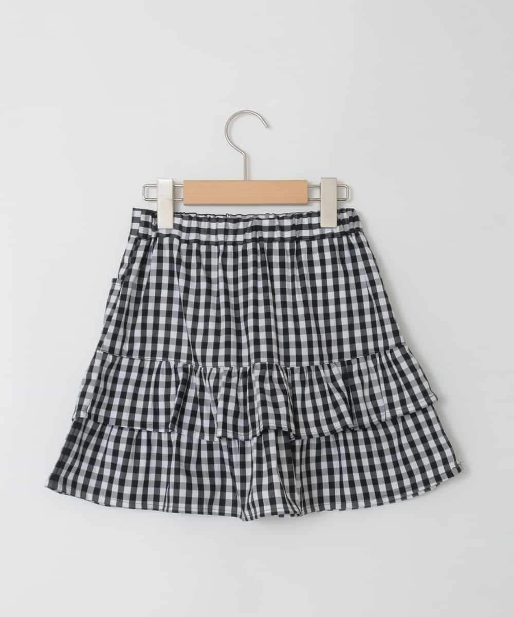 KJHED80039 a.v.v KIDS(アー・ヴェ・ヴェ) [110-150]ギンガムフリルスカート ブラック