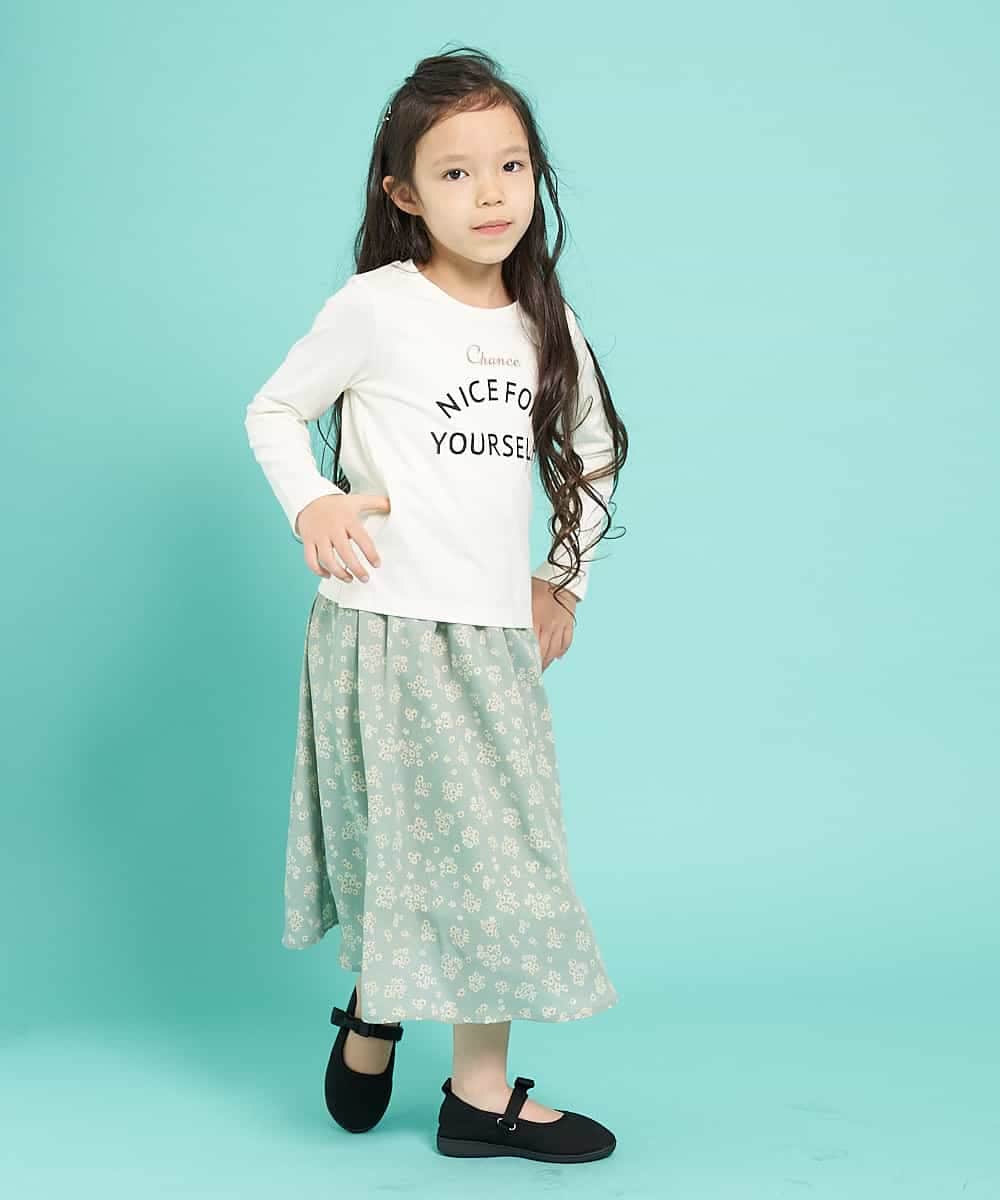 KJHEK02034 a.v.v KIDS(アー・ヴェ・ヴェ) [140-150]【洗える】フラワープリントスカート ブラック