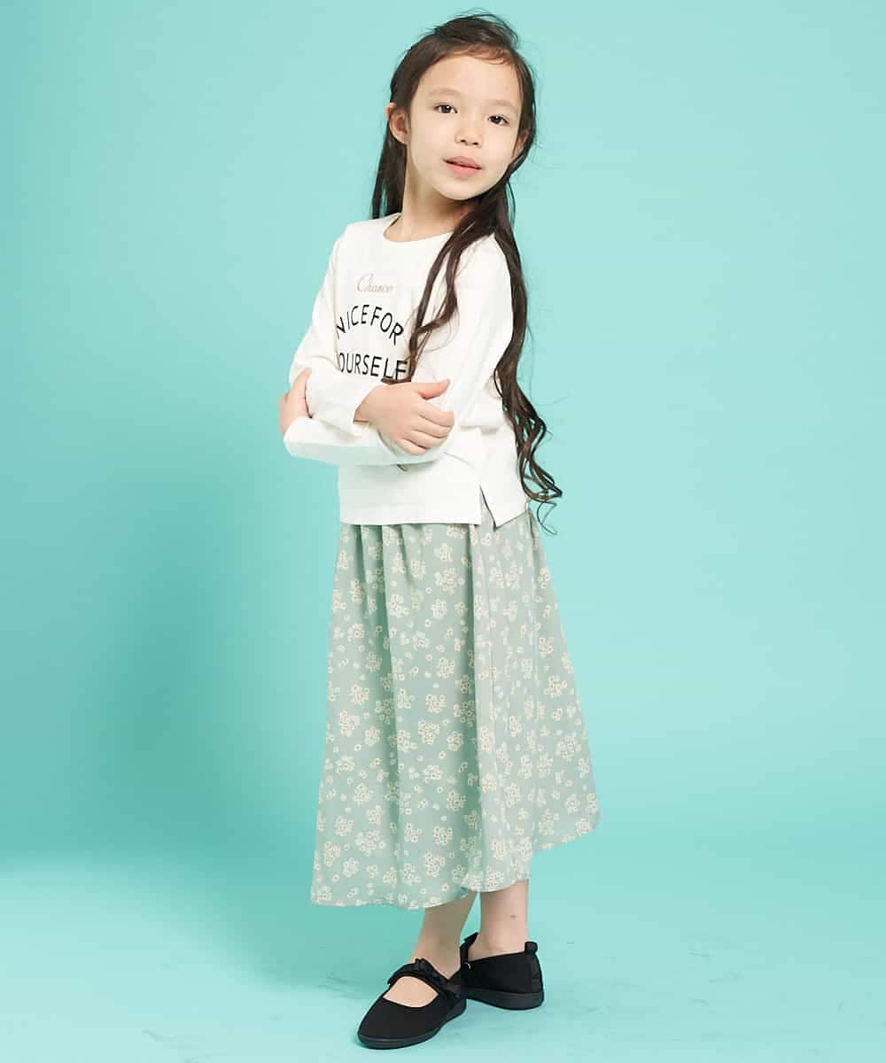 KJHEK02034 a.v.v KIDS(アー・ヴェ・ヴェ) [140-150]【洗える】フラワープリントスカート ブラック