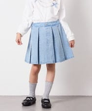 KJHFD30039 a.v.v KIDS(アー・ヴェ・ヴェ) [120-160]ビジューデニムプリーツスカート ライトブルー