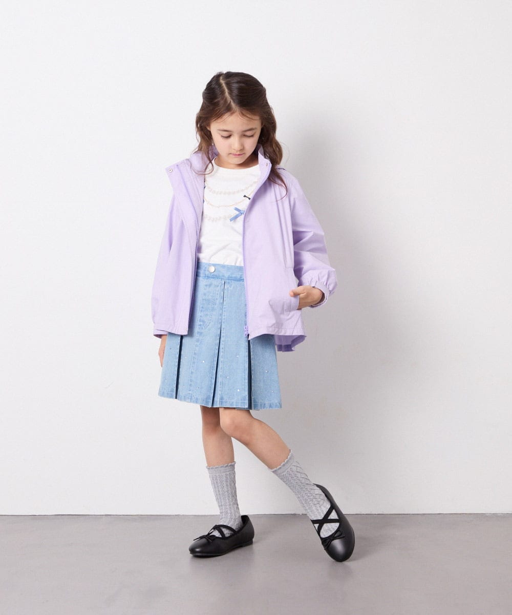 KJHFD30039 a.v.v KIDS(アー・ヴェ・ヴェ) [120-160]ビジューデニムプリーツスカート ライトブルー