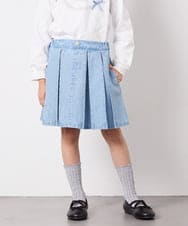 KJHFD30039 a.v.v KIDS(アー・ヴェ・ヴェ) [120-160]ビジューデニムプリーツスカート ライトブルー