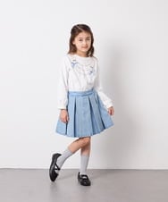 KJHFD30039 a.v.v KIDS(アー・ヴェ・ヴェ) [120-160]ビジューデニムプリーツスカート ライトブルー