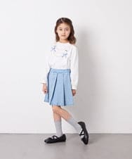 KJHFD30039 a.v.v KIDS(アー・ヴェ・ヴェ) [120-160]ビジューデニムプリーツスカート ライトブルー
