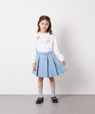 KJHFD30039 a.v.v KIDS(アー・ヴェ・ヴェ) [120-160]ビジューデニムプリーツスカート ライトブルー