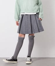 KJHFD30039 a.v.v KIDS(アー・ヴェ・ヴェ) [120-160]ビジューデニムプリーツスカート ライトグレー