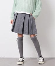 KJHFD30039 a.v.v KIDS(アー・ヴェ・ヴェ) [120-160]ビジューデニムプリーツスカート ライトグレー