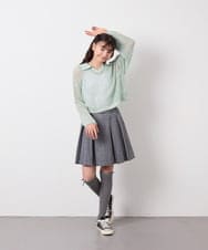 KJHFD30039 a.v.v KIDS(アー・ヴェ・ヴェ) [120-160]ビジューデニムプリーツスカート ライトグレー